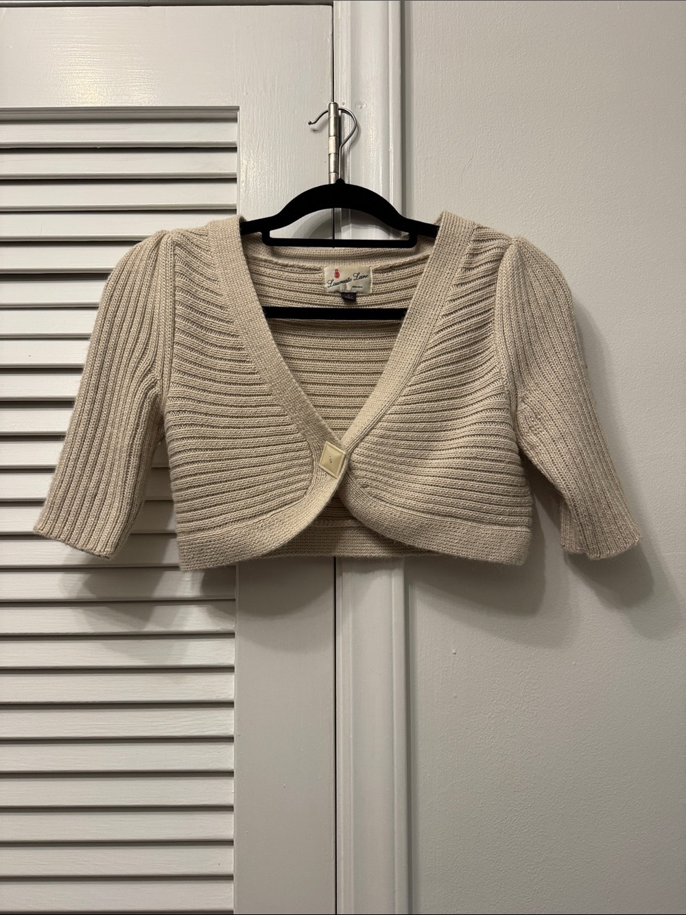 Cream Ribbed Cropped Bolero Cardigan